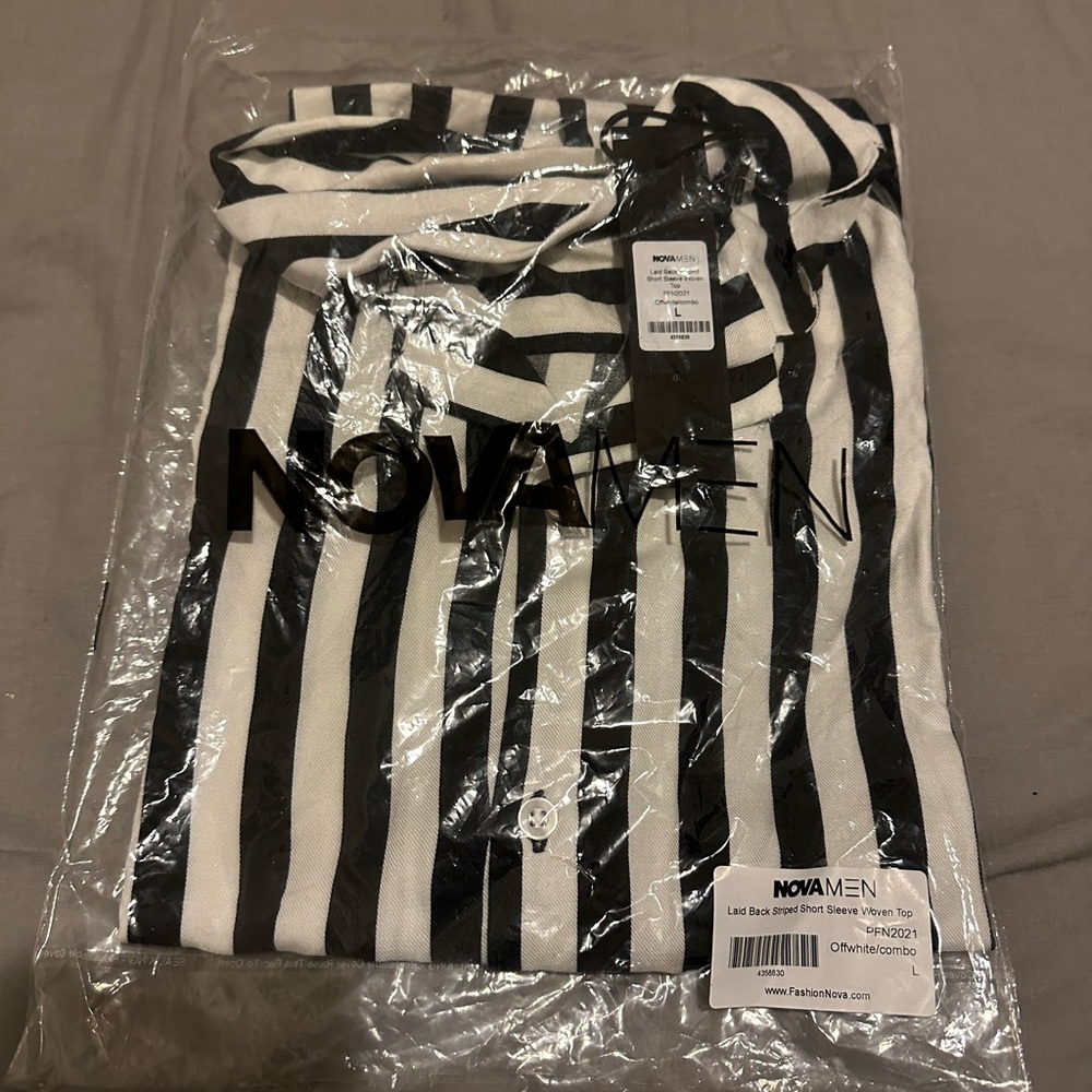 Black and White Striped Button Shirt